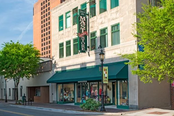Mast General Store storefront in downtown Winston-Salem