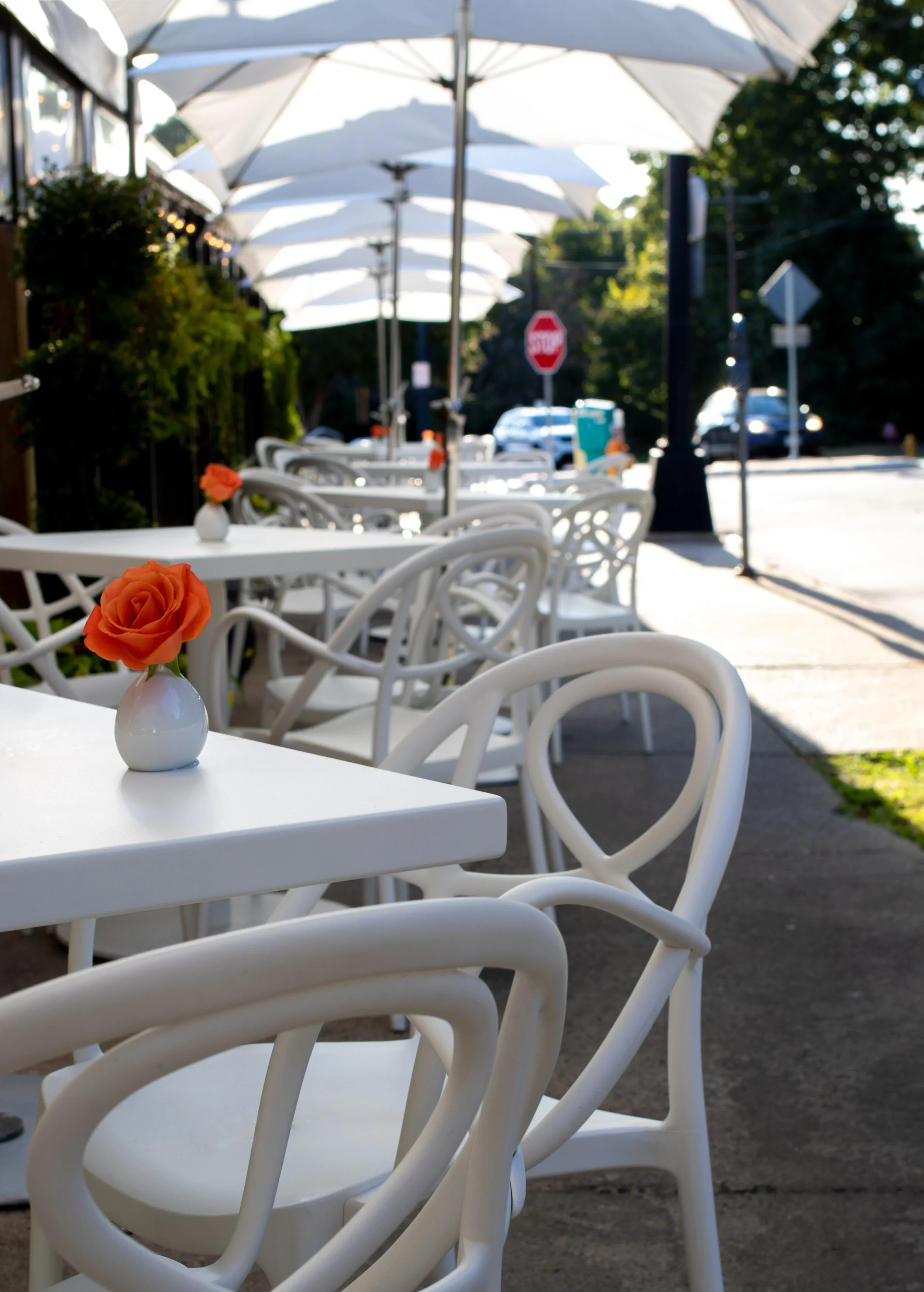 Patio seating at Mozelle's Fresh Southern Bistro in Winston-Salem